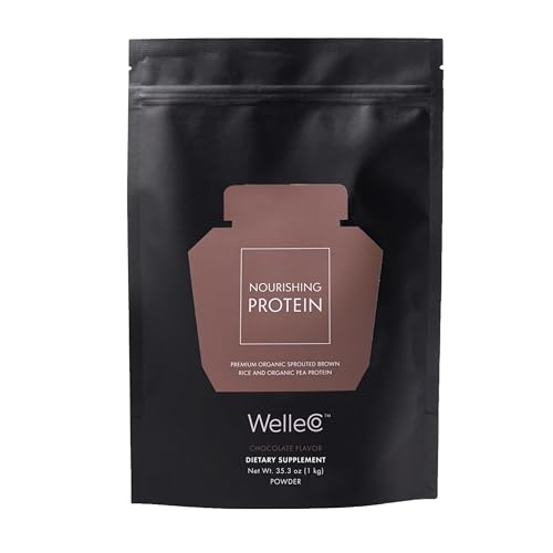 WelleCo Plant-Based Chocolate Protein Powder, Organic Brown, 35.2 Oz