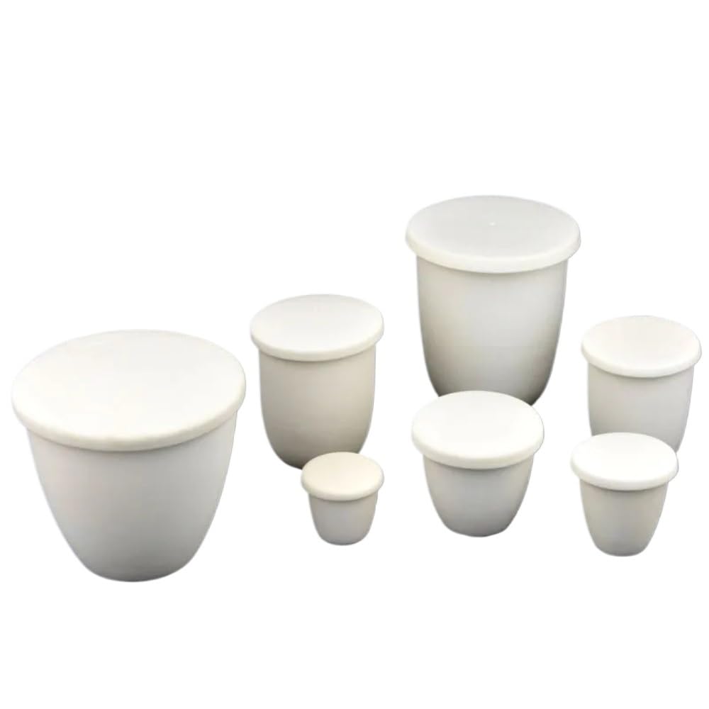 Crisol cerámico, Crisol de alúmina y corindón en forma de arco con tapa de 5 a 200 ml for fundir metales, vidrio y cerámica(Model15)