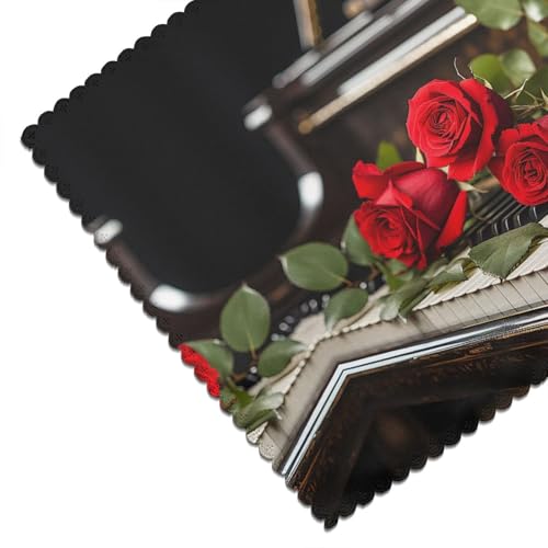 Sets de table extérieur antidérapants 45x30 cm rose rouge piano