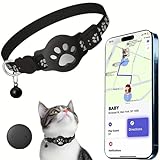 Collier GPS Chat, Traceur GPS Chat Tracker, sans Abonnement Mensuel, sans Carte SIM, Localisation Temps Réel, Imperméable et Durable, Alerte Intelligente Anti-Perte pour Chats D'extérieur (Noir)