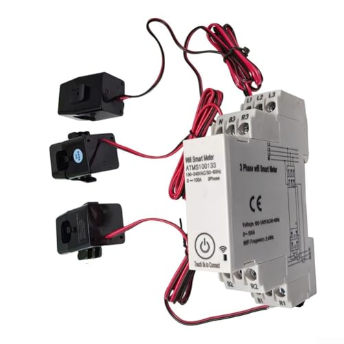 HEBEOT Compteur intelligent Wi-Fi triphasé, moniteur d'énergie pour circuits triphasés à quatre fils pour résidentiel, commercial et industriel, 90 x 65,5 x 18 mm