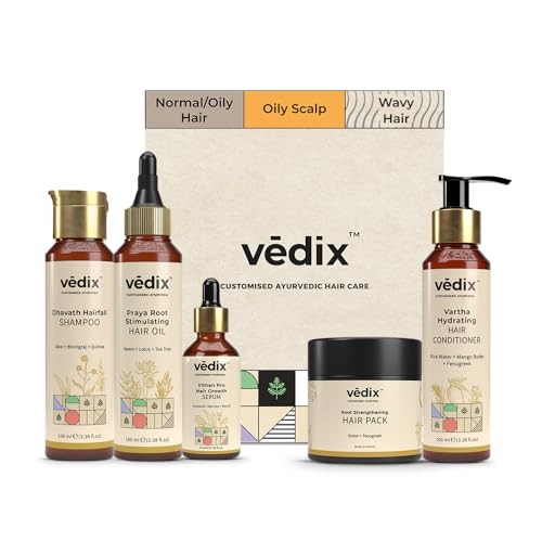 Vedix Customized Ayurvedic Hair Care Regimen for Normal/Oily Hair – Oily Scalp & Wavy to Curly – 240ml