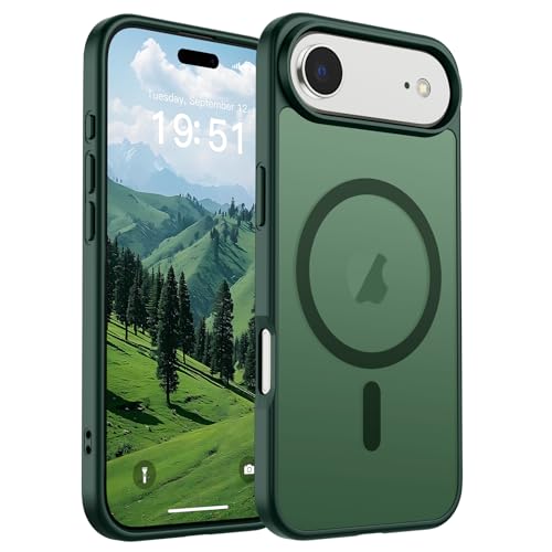 Image of SUPFINE Magnetic for iPhone Air Case (Compatible with MagSafe)(Military Grade Drop Protection) Slim Translucent Matte Shockproof with Anti-Fingerprint Phone Cover for 17 Air,Forest Green
