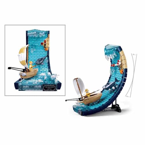 Pleyerid The Old Man and the Sea Building Set, Creative Construction Model, Ages 14+, Ocean Wave Display, M38-P8025, Blue - Image 3