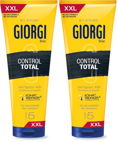 Giorgi Line - Gomina Control Total, 0% Siliconas, Fijación y Duración 48h sin Residuos, Acabado Resistente al Agua, Fijación 5-240 ml XXL (Paquete de 2)