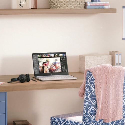 Image of HP 14 inch HD Student Business Laptop, Intel Quad-Core N4120, 8GB RAM, 384GB Storage, (128GB eMMC+256GB SD Card), 1 Year Office 365, Slim Design, Webcam, HDMI, Bluetooth, WiFi, Win 11 S, Silver
