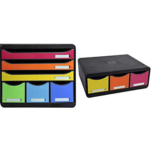Caisson 3 tiroirs Exacompta Iderama Toolbox Maxi noir arlequin