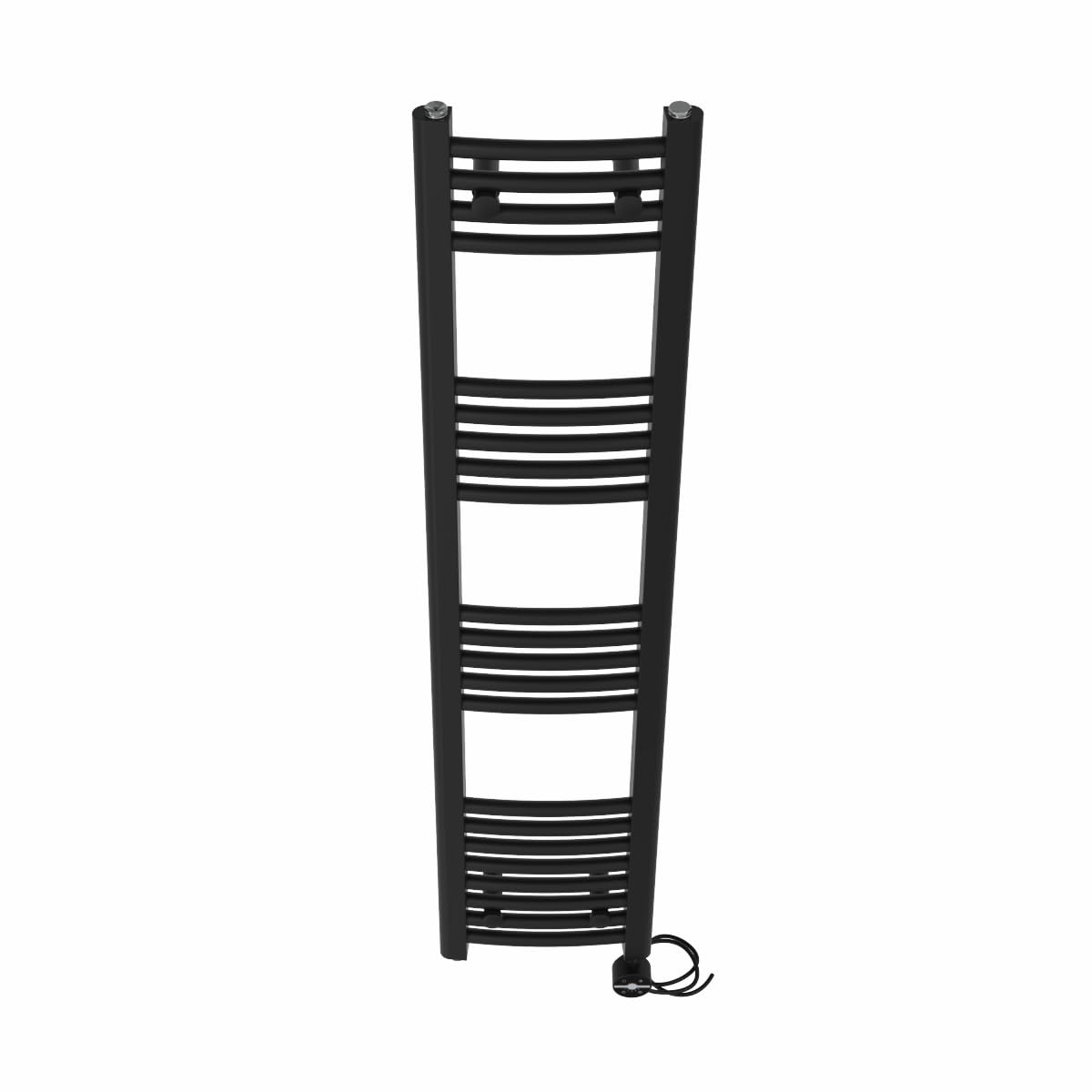 NRG Prefilled Curved Electric Towel Rail Black 1400x300mm 800W Touch LCD
