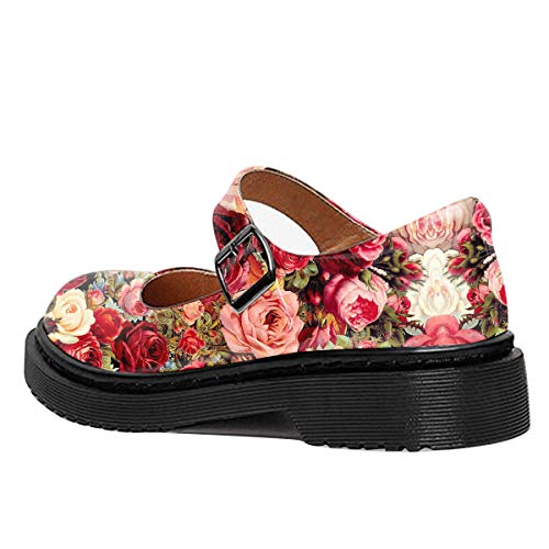 Image of YDN Women Classic Round Closed Toe Mary Jane Flats Platform Adjustable Single Ankle Strap Buckle Comfy Cute Pump Leather Patry Cosplay Girls Dress Shoe Size 4-16