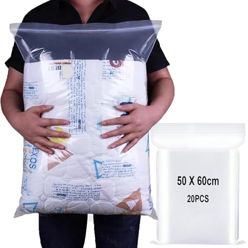 Sacs plastiques refermables 60x50 cm lot de 20 grand format sans trou