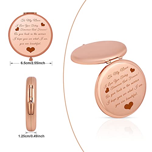 Jielahua Niece Gift From Aunt And Uncle, Graduation Gifts For Her, Niece Birthday Gift Ideas, Rose Gold Travel Compact Mirror For Niece, Niece Wedding Christmas From Auntie Uncle #TOP4