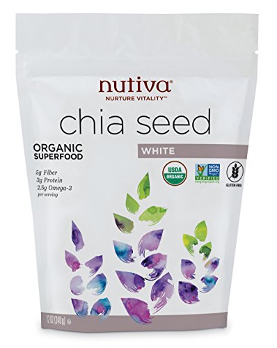 Nutiva Organic Premium Raw White Chia Seeds, 12 Ounce | USDA Organic, Non-GMO | Vegan, Gluten-Free, Keto & Paleo | Nutrient-Dense Seeds with 3g Protein & 5g Fiber for Salads, Yogurt & Smoothies