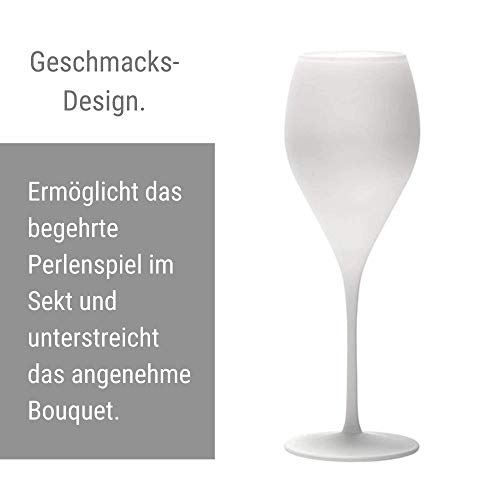 Foto von Stölzle Lausitz Champagnergläser Prestige 343 ml matt weiß 6 Stück I Sektkelche 6er Set Kristallglas I Champagnerkelche spülmaschinen- und stoßfest I wie mundgeblasen I höchste Qualität