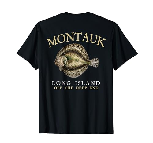 Bild: Montauk Off The Deep End Fluke Flunder Fishing on the Back T-Shirt fr 18,49 EUR (-5%) statt 16,36 EUR bei amazon.de