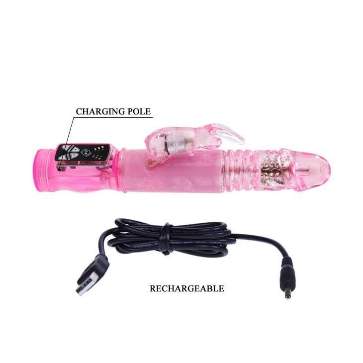 Vibromasseur Rabbit Rose Rechargeable avec Tête Rotative Stimulante - 4