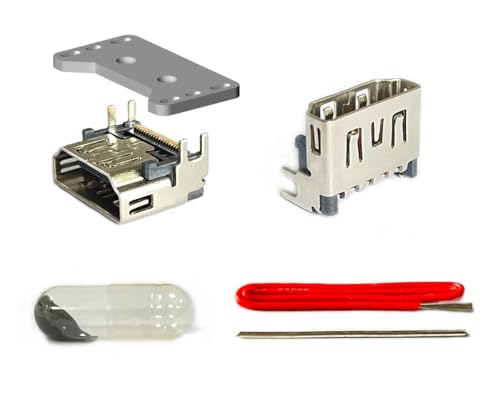 Image of ElecGear 2x HDMI Ports + Desoldering Heating Plate Replacement for PS5 HDMI Socket, Repair Part and Special Desolder Wire Soldering Tools incl.