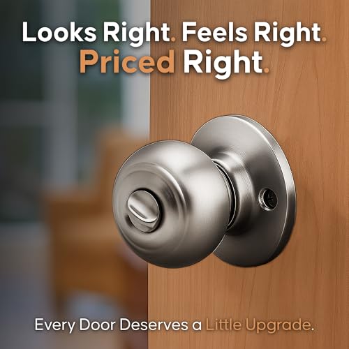 Copper Creek Polished Stainless Door Knobs - Round Colonial Knob with Privacy Locking Function for Home Improvement, 1 Pack - Fits All Standard Doors - Locking Door Knob for Bedroom and Bathroom Use by Copper Creek - Image 2