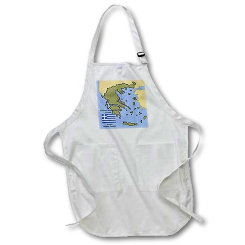 3dRose apr_37583_4 The Map and Flag of Denmark with Denmark Printed in English and Danish-Full Length Black Apron with Pockets, 22 by 30-Inch