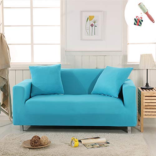Funda Sofá de 3 plazas Universal Estiramiento, Morbuy Color sólido Cubierta de Sofá Cubre Sofá Funda Furniture Protector Antideslizante Elastic Soft Sofa Couch Cover (3 plazas,Azul)