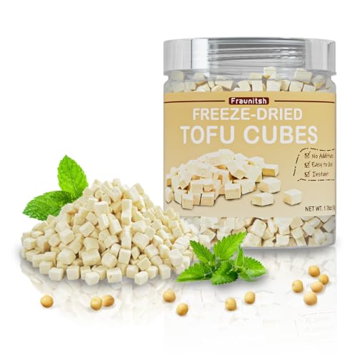 Fraunitsh Freeze Dried Tofu Cubes 1.76oz/ 50g Quick Rehydration Dried Tofu for Miso Soup Ramen Stir-fries Salads & Dishes Quick Meal Prep (1.76oz)
