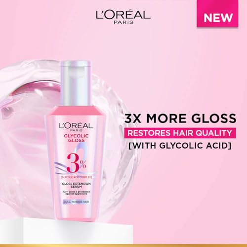 Image of L'Oreal Paris Glycolic Gloss Serum, Powered By Glycolic Acid, For Dull Hair, Gives 72H Shine & Improves Hair Quality, 40Ml