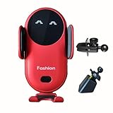 Carrotech Wireless Car Charger Mount, Cute Car Phone Holder, Automatic Clamping Air Vent Dashboard Smart Phone Holder for iPhone 15/14/13/12/11//XS/XR/8, Samsung S23/22/21/20/Note 20, etc (Red)