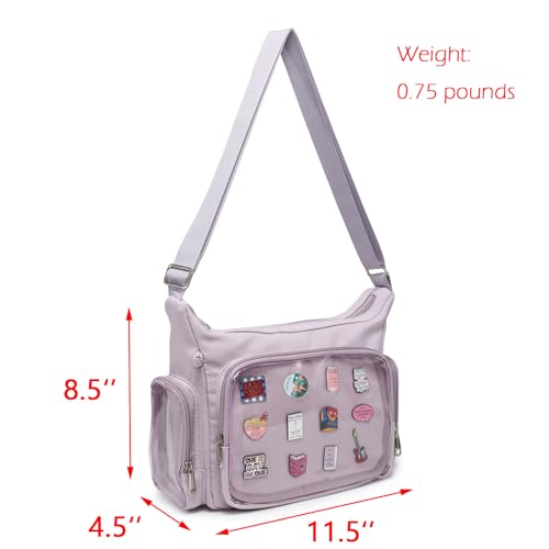 Image of Canvas Ita Bag Crossbody Shoulder Bag Kawaii Purses and Handbags with Anime Pins Display Medium
