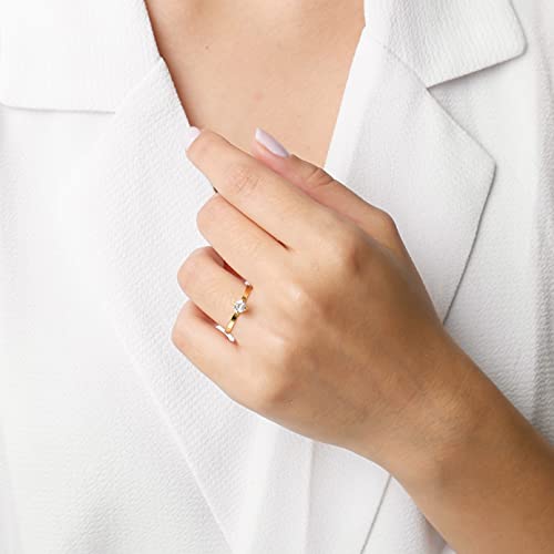 Anel Solitário de Noivado Banhado a Ouro 18k Pedra Zircônia Cristal (25)