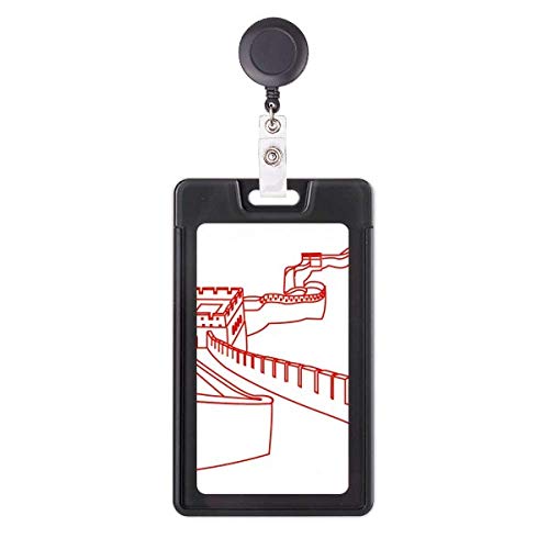 Porte-badge rétractable Grande Muraille Rouge avec enrouleur robuste pour carte