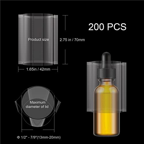 Image of Shrink Wrap Bands for Bottles Jars Seals Heat Shrink Bands Cap Seal for Jars Bottles Mouth Shrink Bag Refillable Shrink Wrap Container-200 Pieces-1.65 x 2.75 Inch-42 x 70mm
