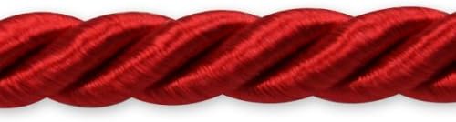 Trims by the Yard Rebekah 1/4" Twisted Cord Trim, 5 Yard Cut, Red