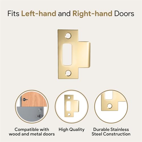 Image of Mega Handles T-Strike Door Plate - Durable Door Strike Plate, Gold Strike Plates for Interior Doors