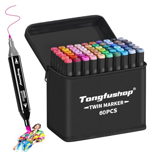 Tongfushop Rotulador de 60 Colores, Rotuladores Alcohol Doble Punta,...