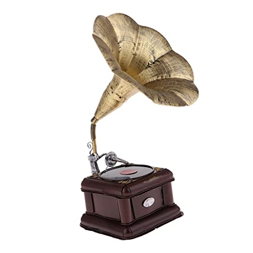 Gramophone miniature rétro harayaa en fer objet décoration maison doré - 7