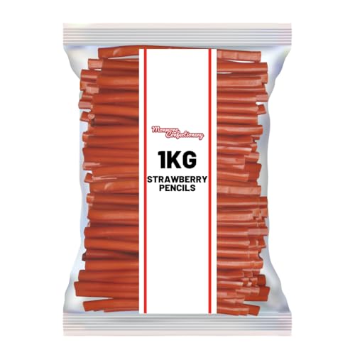 Strawberry Pencils | 1kg Bulk Tub | Chewy Strawberry Flavoured Sweets