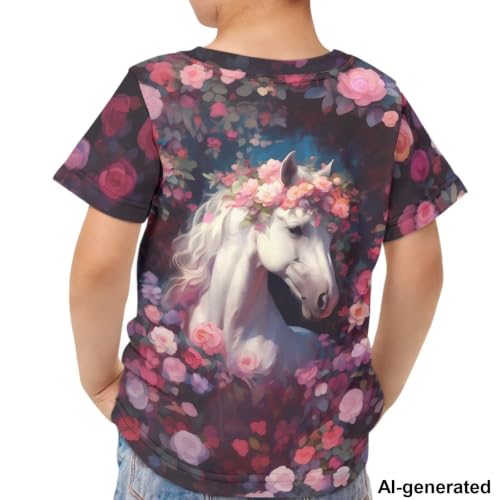 Image of Novelty 3D Graphic T Shirts for Kids Crew Neck Funny Animal Print Short Sleeve Girls Tshirts 3-16 Years