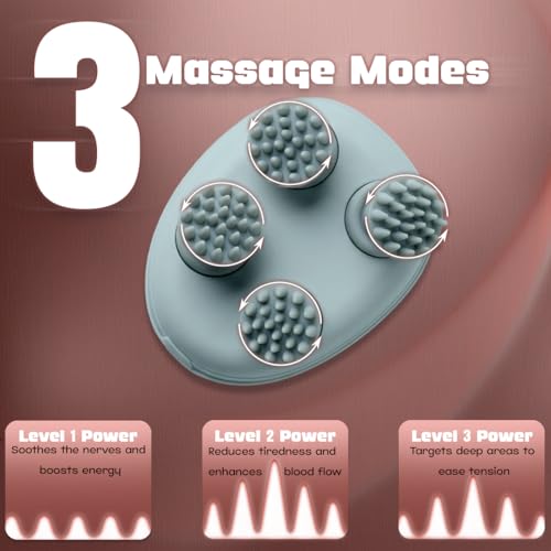 Image of RARECARE Head Massager For Scalp PRO-MATTE | Rechargeable Electric Scalp Massager For Hair Growth | 96 Silicon Kneading Points With Detachable Heads | 1 YEAR WARRANTY | (PRO-MATTE)