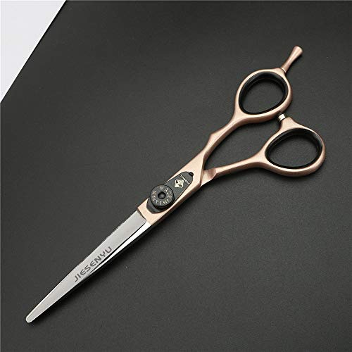 JIESENYU Tijeras de peluquería de 6 pulgadas, oro rosa, tijeras de pelo de letras negras de tornillo de peluquería… - Imagen 3