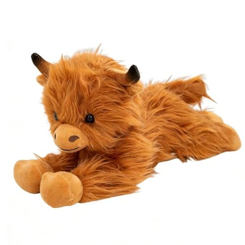 GYHWOFUL Highland Cow Kuscheltier/Hochlandrind Kuscheltier 36 cm – Weiches Plüschtier Kuh für Kinder & Erwachsene, Umarmbar, Niedlich, Reise-Kissen