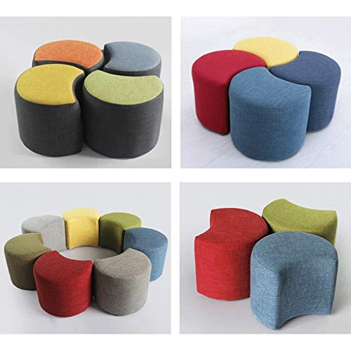 Zdxmz Stool,Small Stool, Fabric Upholstered，Stools Wood Sofa Fabric Short Shoe(44 44 41Cm) (Color : D) #TOP5