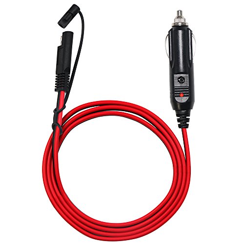 SAE to Car Male Cigarette Lighter Extension Cable - 12V-24V Heavy Duty Cord 10A Fuse Car Battery Charger Lead with LED Light 5FT (5ft)