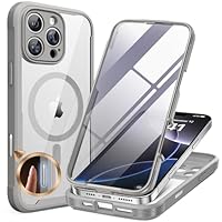 Miracase Magnetic Case for iPhone 16 Pro Case 6.3, [Built-in 9H Tempered Glass Screen Protector + Camera Control Capture Button] Full Body Bumper Case Compatible with MagSafe (Grey)