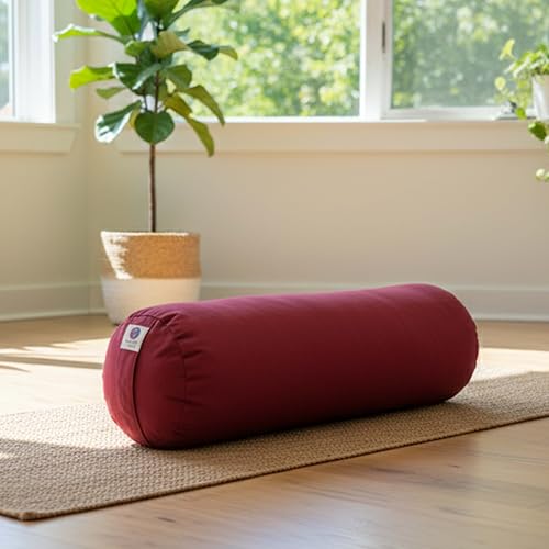 Image of Streetup India Yoga Bolster for Iyengar Yoga With Premium Cotton Washable Cover (Maroon, Standard)