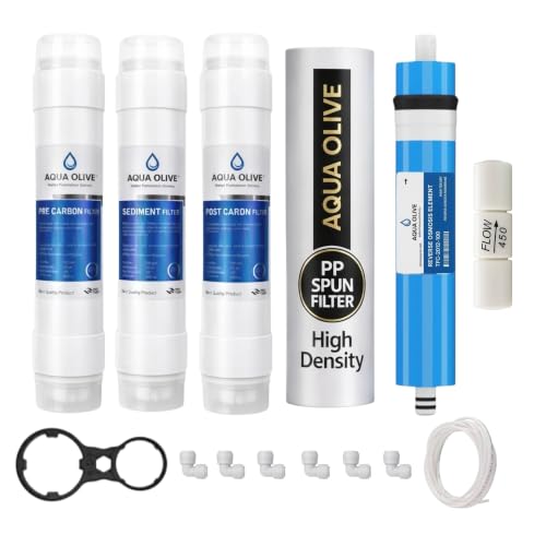 Image of 6-in-1 RO Water Filter Kit | 100 GPD RO Membrane + Sediment, Pre Carbon, Post Carbon Filters + Flow Restrictor + Pipe & Elbow Connectors | Universal Purifier Compatible