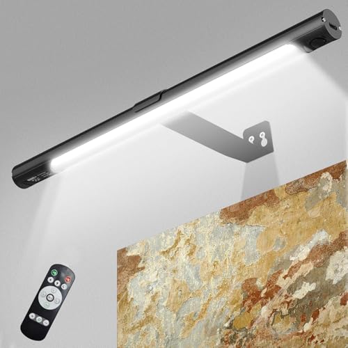 Rechargeable Wall Lights for Photo Frame, Battery Operated Dartboard Light in Door, 2 in 1 Wireless Picture Lights Stick on Wall for USB, Black Battery Powered Magnetic Lamp with Remote Control