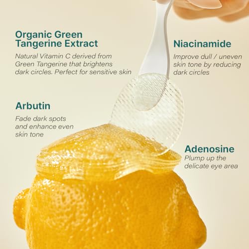 goodal green tangerine vitamin c eye patches 60 sheets  hydrating gel under eye masks for tired puffy eyes korean skincare glass skin look daily self care essentials