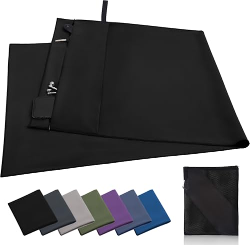 INYEEXUP Fitness Handtuch Mikrofaser 130x50 cm - Schnelltrocknend, Saugfähig, rutschfest & Kompakt - Mit Reißverschlusstasche, Sporthandtuch für Fitnessstudio, Gym & Sport