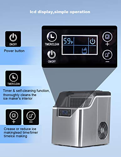 Fabricadora de Hielo De Acero Inoxidable 45 lbs/24H miniatura 3