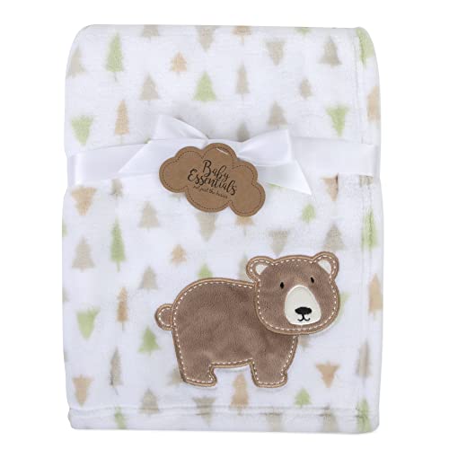 Image of Plush Fleece Throw and Receiving Baby Blankets for Boys and Girls 30x36 (Woodland Bear)
