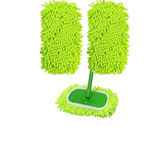 2PCS Chenille Mop Pads Compatible with Swiffer Sweeper Reusable Microfiber Mop Refills for 1012 Flat Mops Washable Wet & Dry Floor Pads for Hardwood Tile